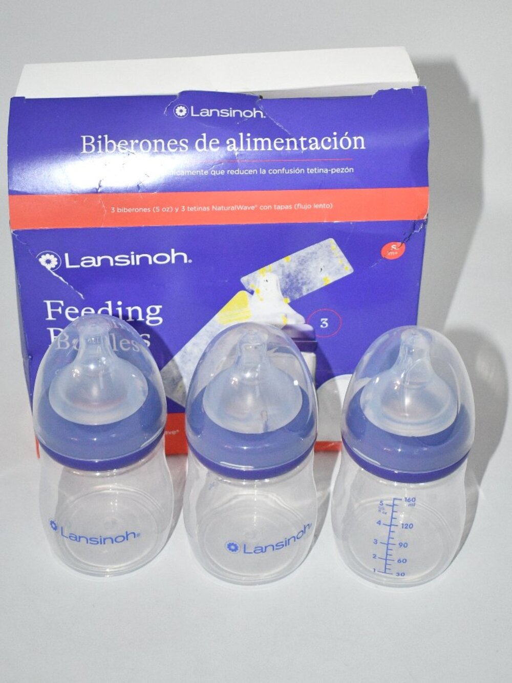 Lansinoh Anti-Colic Baby Bottles, 5 oz, 3 Pack, Slow Flow Nipples, BPA/ BPS Free